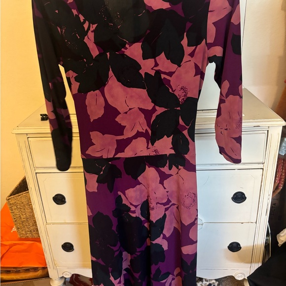 CAbi Purple and Black Floral Long Sleeve Dress - Picture 4 of 6